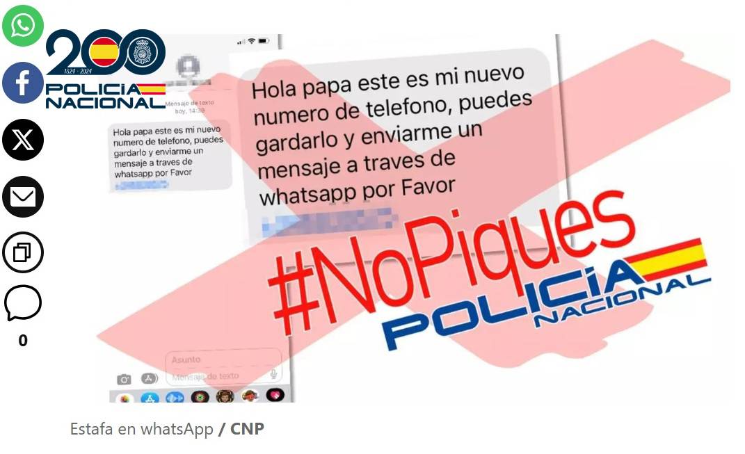 Policía Nacional Estafa Whatsapp